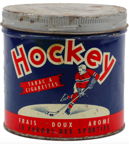 Trans-Canada Tobacco Company Hockey Tin 1947 French Side of Can