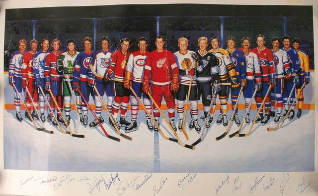 Hockey Lithograph 1990s 500 Goal Snipers