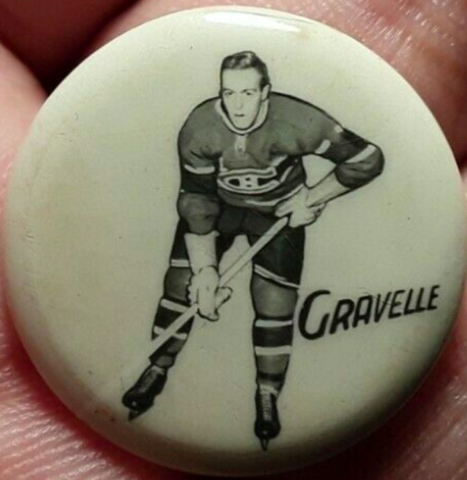 Antique Hockey Pinback Button 1948 Leo Gravelle Montreal Canadiens