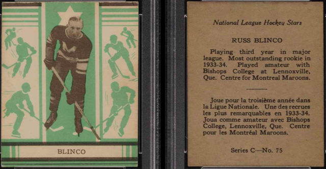 Russ Blinco Hockey Card 1935 O-Pee-Chee Series C No.75