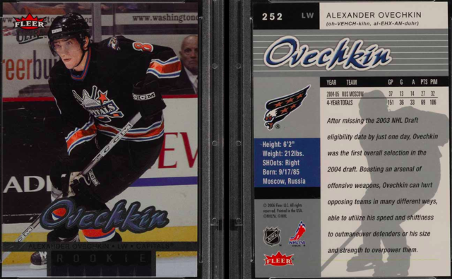 Alexander Ovechkin Hockey Card 2005 Fleer Ultra #252