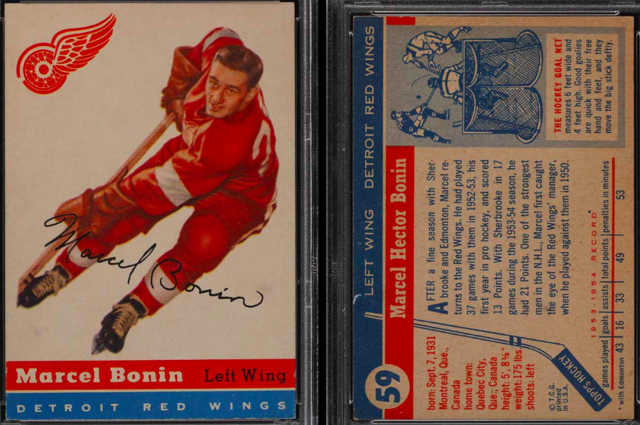 Marcel Bonin Hockey Card 1954 Topps #59