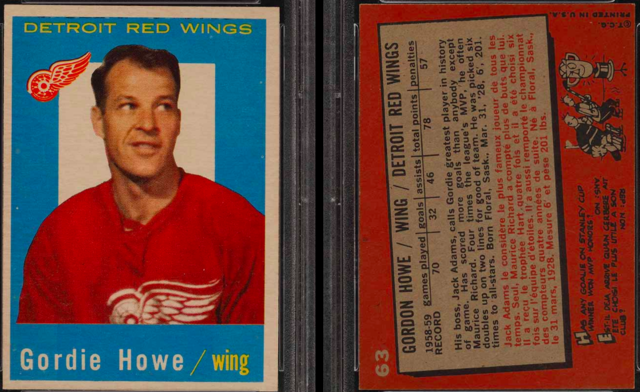Gordie Howe Hockey Card 1959 Topps #63