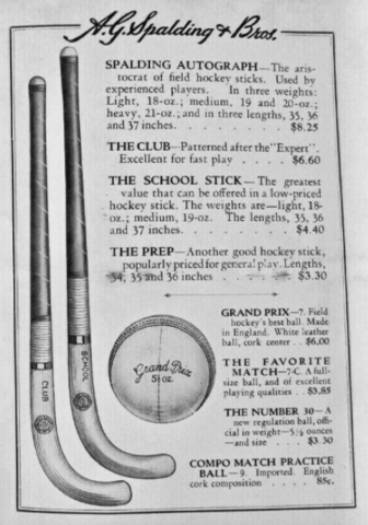 Antique Spalding Field Hockey Sticks Ad 1932