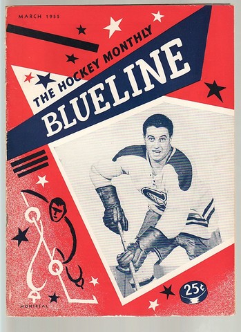 Ice Hockey Mag 1955 Blueline with Jean Beliveau cover