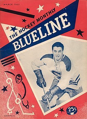 Ice Hockey Mag 1955 Blueline with Jean Beliveau