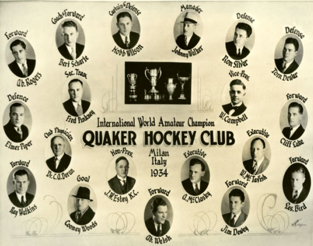 Quaker Hockey Club 1934 Ice Hockey World Champions