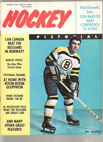 Ice Hockey Mag 1958 Hockey Pictorial   Real Chevrefils cover