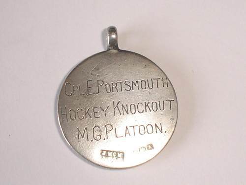 Field Hockey Medal 1925 presented to E Portsmouth of the Royal Scots Fusiliers-a