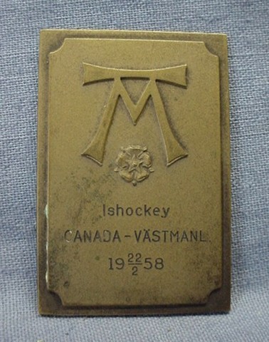 Ice Hockey Medal 1958 Whitby Dunlops