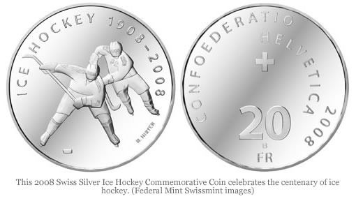 Hockey Money 2008 20 Francs Silver