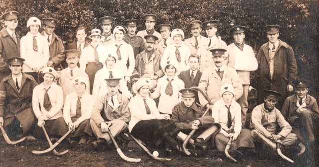 WW1 Field Hockey photo with Men and Women 1916