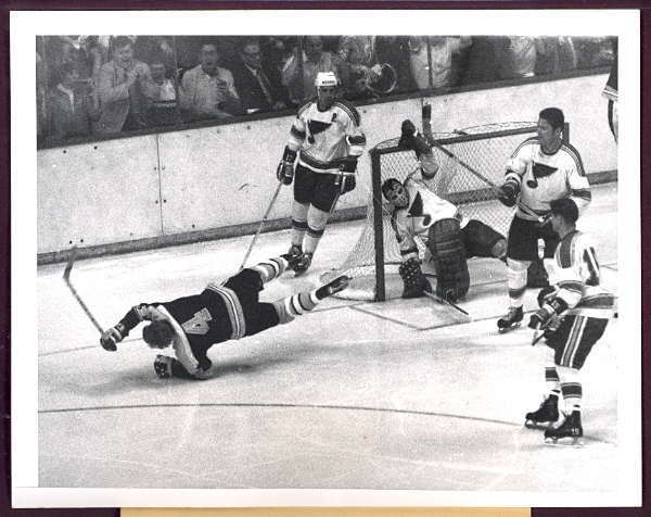 Bobby Orr after scoring Stanley Cup winning goal - May 10, 1970