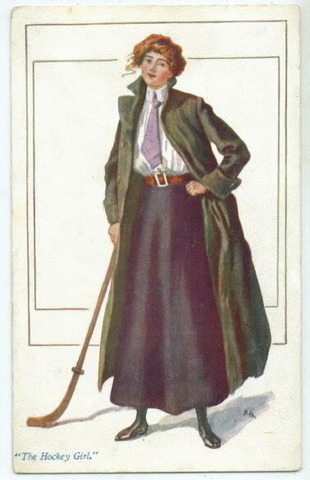 Field Hockey Postcard 1915  "The Hockey Girl"