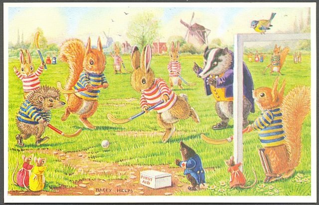 Hockey Postcard Animals
