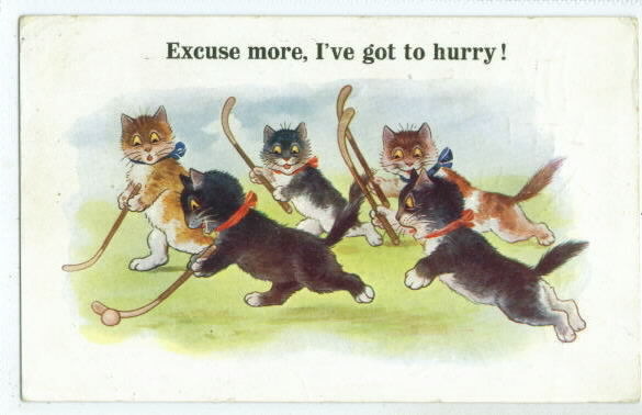 Cats Playing Hockey postcard -1