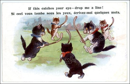 Cats Playing Hockey postcard -3