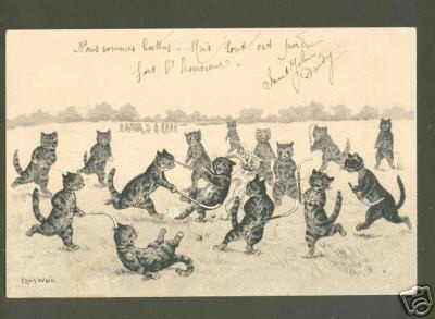 Hockey Postcard Louis Wain Early 1900s