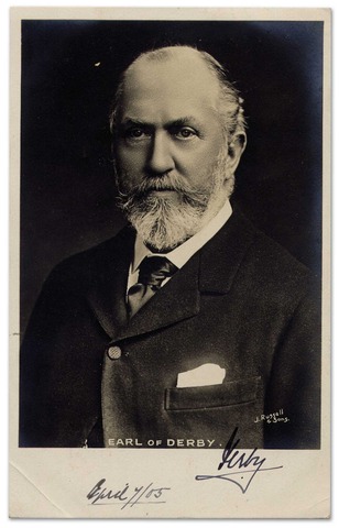Earl Of Derby / Lord Stanley signed Photograph 1905