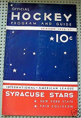 Syracuse Stars Ice Hockey Program 1936 
