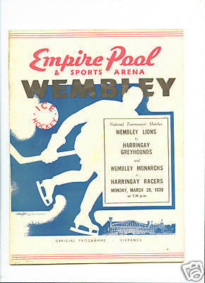 Hockey Program 1938 Wembley Monarchs vs Harringay Racers