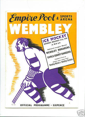 Hockey Program 1938 Wembley Monarchs vs Earls Court Rangers