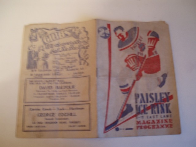 Hockey Program 1942 Paisley Ice Rink