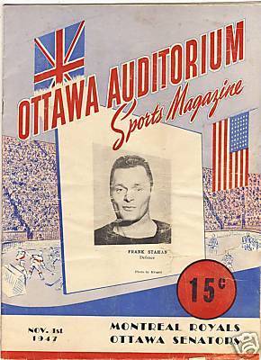 Ice Hockey Program 1947  Ottawa Senators
