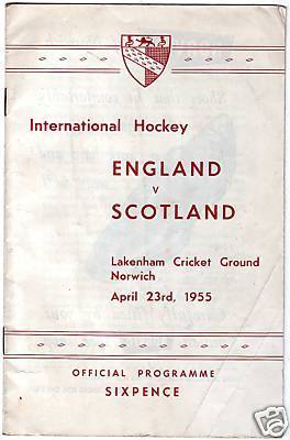 Field Hockey Program 1955  England vs Scotland