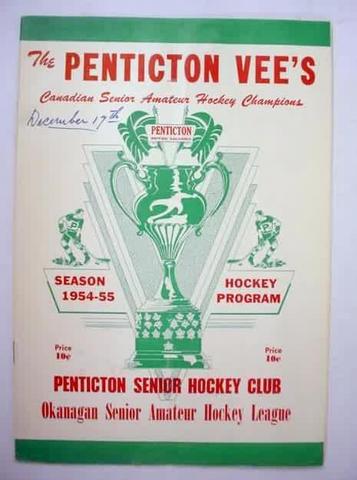 Ice Hockey Program 1955  Allan Cup Champion Penticton Vee's