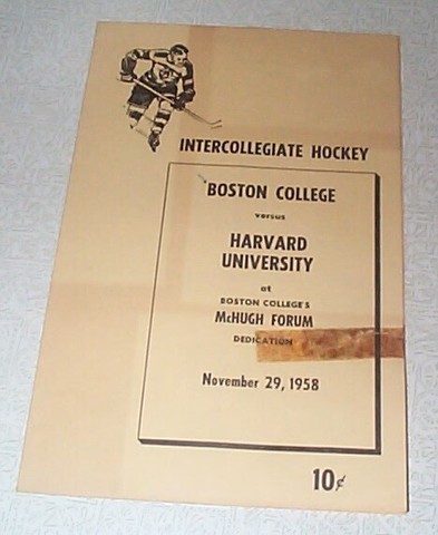 Ice Hockey Program 1958  McHugh Forum
