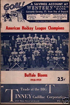 Ice Hockey Program 1958  Buffalo Bisons