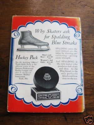 Spalding Hockey Skate and Puck Ad 1928 