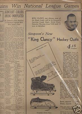 King Clancy Hockey Ad 1932