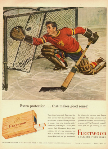 Fleetwood Cigarette Hockey Ad 1943