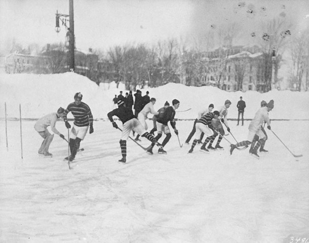 Antique Hockey Picture Outside