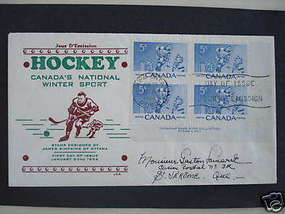 Ice Hockey Stamp 1956 With Letter For First Day Cover