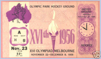 Field Hockey Ticket 1956  Olympics