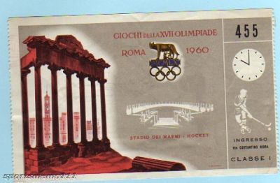 Field Hockey Ticket 1960 Olympic Semi Final