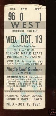 Hockey Ticket 1971
