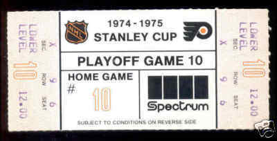Philadelphia Flyers Hockey Ticket 1975 NHL Playoffs at Spectrum