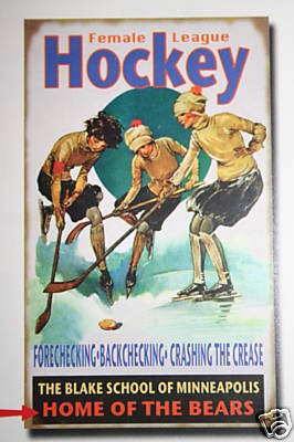 Female Hockey Sign Antique Style On Ebay