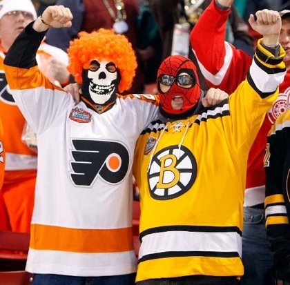 Philadelphia Flyers & Boston Bruins fans show their colors