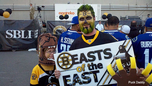 Boston Bruins fans with Face Paint