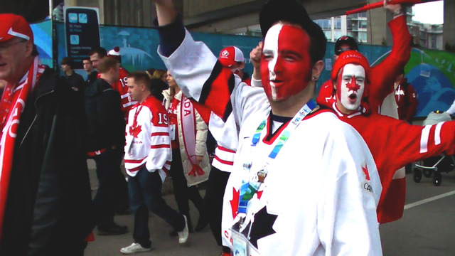 Team Canada fans in Face Paint