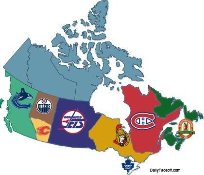 Map with Ice Hockey Team themes for Provinces