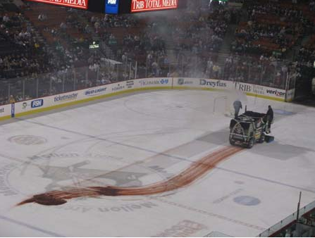 Ice Cleaner breaks down, and spills Transmission Fluid on ice