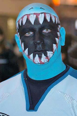 San Jose Sharks fan in Face Paint 1