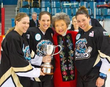 Minnesota Whitecaps players, Adrienne Clarkson with Clarkson Cup