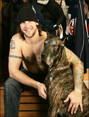 Brendan Witt Shirtless with Dog